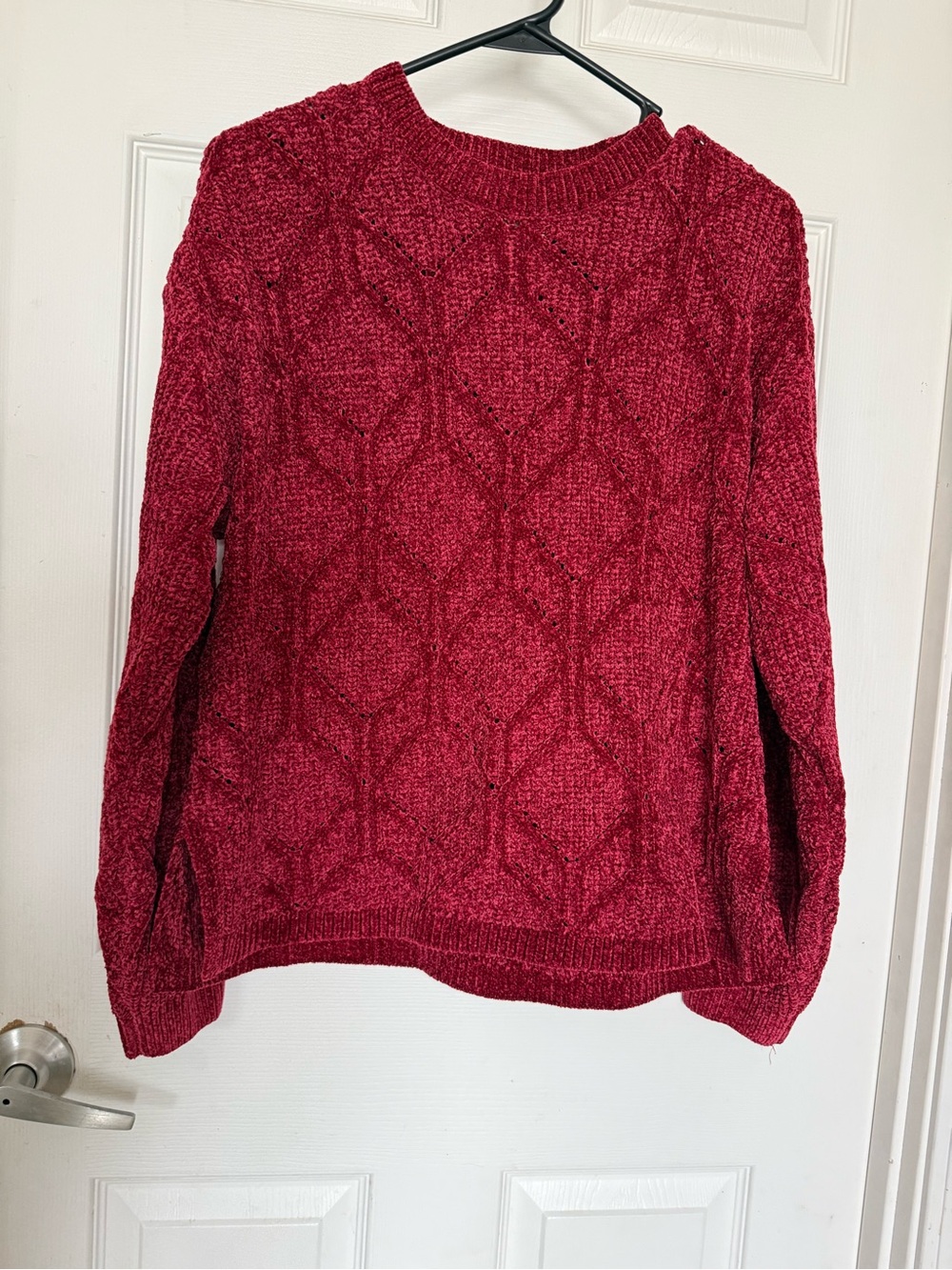 Weatherproof Burgundy Cable-Knit Crewneck Sweater